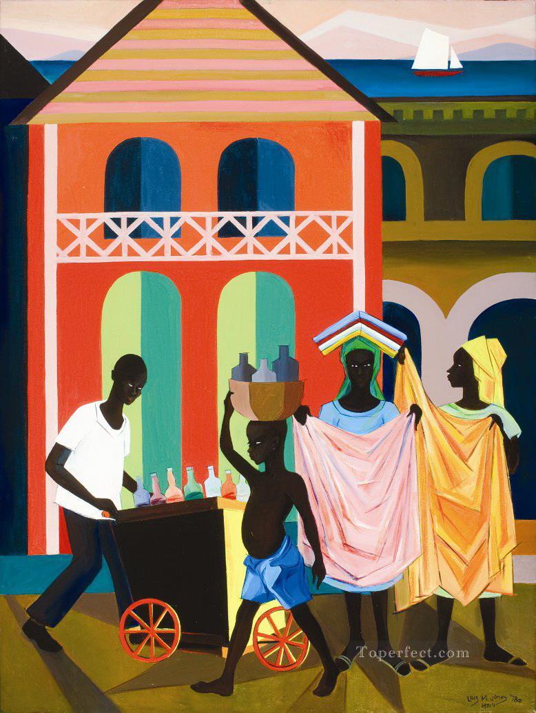 vie de la ville noire sur la rue Afriqueine Peintures à l'huile